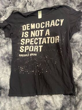 Alternative Apparel Black Short-Sleeve Graphic Tee with White Text